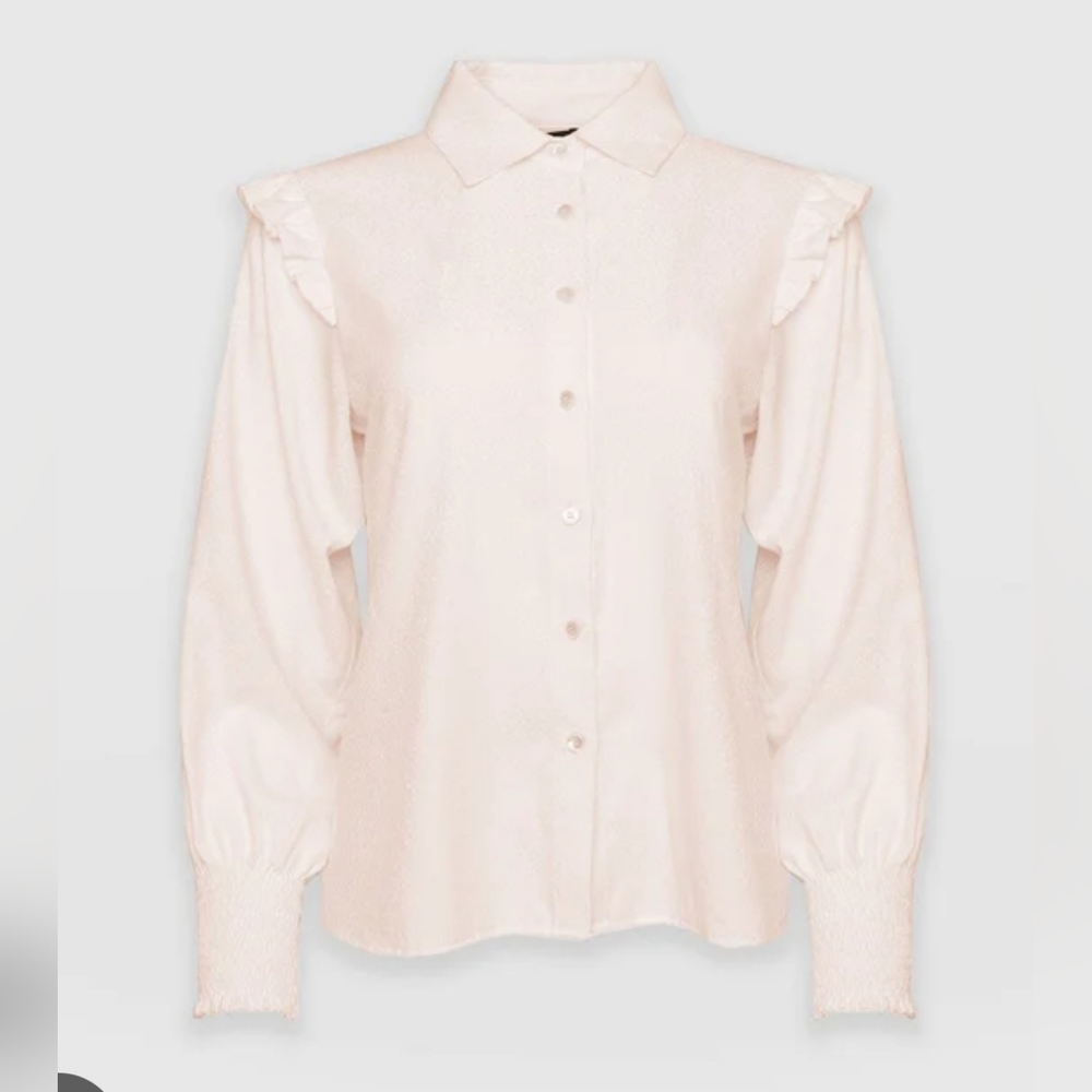 NWT Saint + Sofia London designed Taylor Frill blouse in pastel pink size 10 - Picture 3 of 16